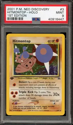 Pokemon Hitmontop Neo Discovery 1st Edition Holo Rare #3 PSA 9 Mint - Image 1