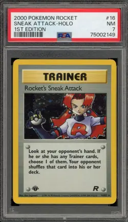 Pokemon Rocket's Sneak Attack Team Rocket 1st Edition Holo Rare #16 PSA 7 - Image 1