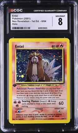 CGC 8 Entei 2001 Neo Revelation 1st Edition 6/64 Holo Pokemon Card NM/MINT psa - Image 1