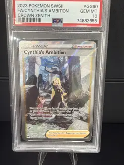 2023 Pokemon SWSH Crown Zenith Full Art #GG60 Cynthia's Ambition Gem Mint PSA 10 - Image 1