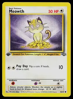Pokemon Card Meowth 56/64 Jungle 1st Edition - Image 1