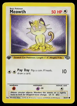 Pokemon Card Meowth 56/64 Jungle 1st Edition - Image 1