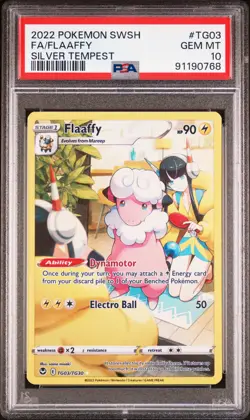 2022 Pokemon SWSH Silver Tempest #TG03 Flaaffy Full Art PSA 10 Gem Mint W/ Elesa - Image 1