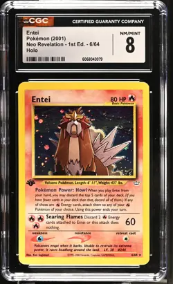 POKEMON CGC 8 Neo Revelation Entei 6/64 Holo Rare 1st Edition *3079 - Image 1