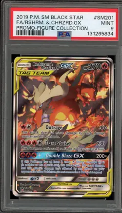 Pokemon Reshiram & Charizard GX Figure Coll. Full Art Promo SM201 PSA 9 Mint - Image 1