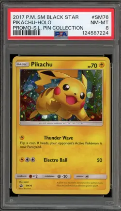Pokemon Pikachu Shining Legends Pin Coll. Black Star Holo Promo SM76 PSA 8 - Image 1