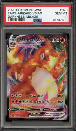 Pokemon Charizard VMAX Darkness Ablaze Full Art #020 PSA 10 Gem Mint - Image 1