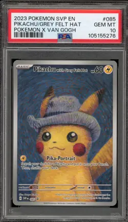 Pokemon Pikachu with Grey Felt Hat Van Gogh Full Art Promo SVP EN 085 PSA 10 - Image 1