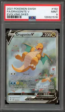 Pokemon Dragonite V Evolving Skies Full Alt Art #192 PSA 9 Mint - Image 1