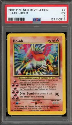 Pokemon Ho-Oh Neo Revelation Unlimited Holo Rare #7 PSA 5 - Image 1