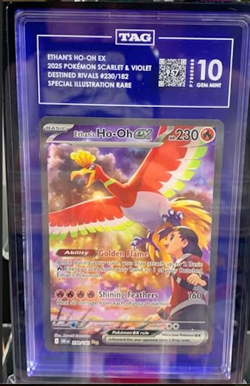 Pokemon TCG Destined Rivals Ethan's Ho-Oh EX 230/182 TAG GEM 10 WITH CASE - Image 2
