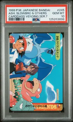 PSA 10 2025 CERT CHARIZARD/SLOWBRO/ASH 1999 POKEMON JPN BANDAI CARDDASS #245 - Image 1