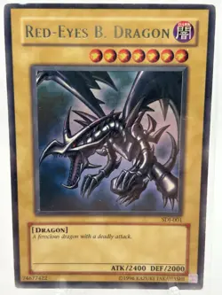 Yugioh Red-Eyes Black Dragon SDJ-001 Unlimited Edition Holo Rare Yu-Gi-Oh! MP - Image 2
