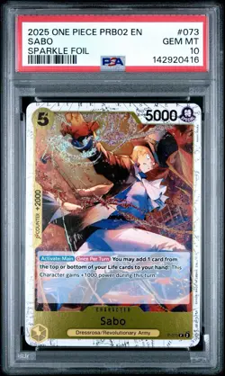 Sabo Pirate Foil P-073 Premium Booster The Best Vol. 2 One Piece PSA 10 Sparkle - Image 1