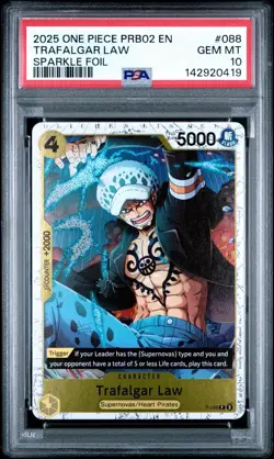 Trafalgar Law Sparkle Foil P-088 Premium Booster Best Vol. 2 One Piece PSA 10 - Image 1