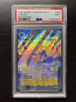 Aurora 2025 Disney Lorcana Aurora Enchanted EN 7 Super Rare FOIL PSA 9 #205 MINT - Image 1