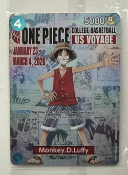 One Piece Monkey D. Luffy US Voyage College Basketball Promo Card Gonzaga SEALED - Image 1