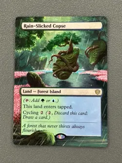 Rain-Slicked Copse MTG Lorwyn Eclipsed Commander Hand Painted Full Altered Art v - Image 1