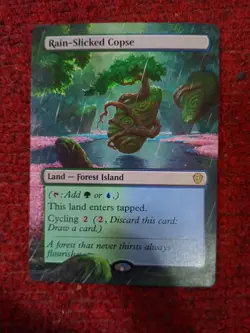Rain-Slicked Copse MTG Lorwyn Eclipsed Commander Hand Painted Full Altered Art v - Image 2