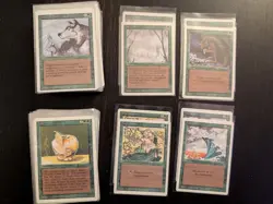 REVISED * Green Lot of 144: Giant Growth, Fog, Tsunami * Mostly NM * MtG - Image 1