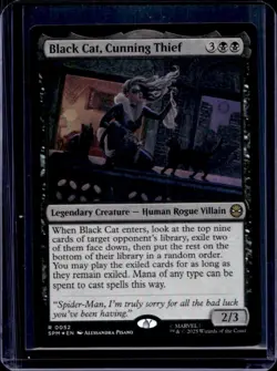 2025 Magic MTG Marvel's Spider-Man Black Cat Cunning Thief Foil Rare #0052 - Image 1