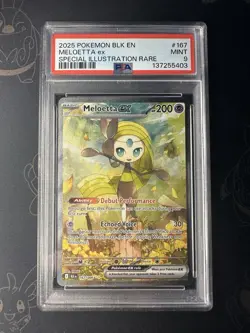 Meloetta Ex Pokemon Blk En Black Bolt 167 NM PSA 9 - Image 1