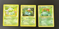 1999 Pokemon Base Set Shadowless Venusaur, Ivysaur, Bulbasaur Cards 15/102 MP - Image 1
