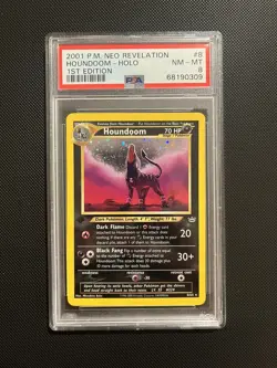 1st Edition Pokemon Neo Revelation Houndoom Holo 8/64 PSA 8 - Image 1