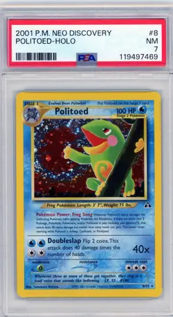 2001 Pokemon Neo Discovery Politoed Holo #8 PSA 7 - Image 1