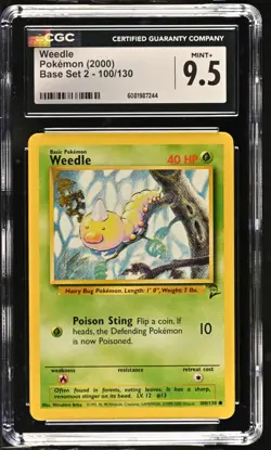 CGC MINT+ 9.5 Pokemon Base Set 2 (2000) #100 Weedle - Image 1