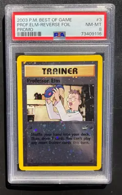 PSA 8 Professor Elm 3 Pokemon Best Of Game Reverse Holo Promo TCG NM - Image 1