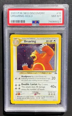 PSA 8 Ursaring 15/75 Pokemon Neo Discovery Unlimited Holo Rare TCG NM - Image 1