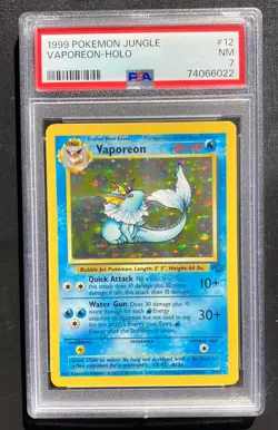 PSA 7 Vaporeon 12/64 Pokemon Jungle Unlimited Holo Rare TCG NM - Image 1
