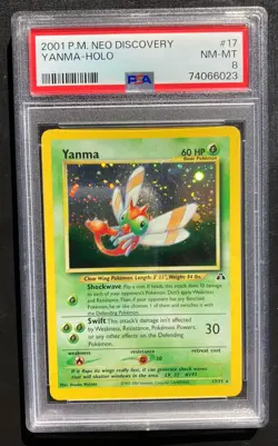 PSA 8 Yanma 17/75 Pokemon Neo Discovery Unlimited Holo Rare TCG NM - Image 1