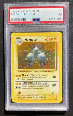 PSA 7 Magneton 9/102 Pokemon Base Set Unlimited Holo Rare TCG NM - Image 1