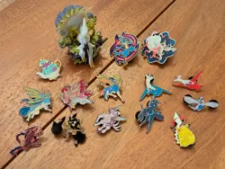 Pokemon Lot Of 14 Different Pins And Arceus Figure Pikachu Lugia Lucario - Image 1