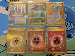 Pokemon Lot Of 6 Gold Card Hyper Rare Gravity Mountain Levincia Lapras Energy NM - Image 1