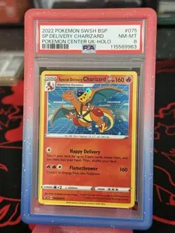 2022 POKEMON SWSH BLACK STAR PROMO #075 SPECIAL DELIVERY CHARIZARD-HOLO PSA 8 - Image 1