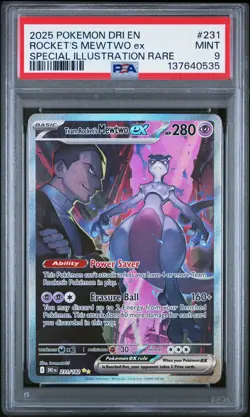2025 Pokemon Destined Rivals Rocket's Mewtwo Ex #231 MINT PSA 9 SIR - Image 1