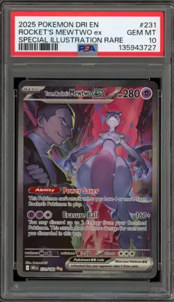 Pokemon Team Rocket's Mewtwo ex Destined Rivals SIR #231 PSA 10 Gem Mint - Image 1