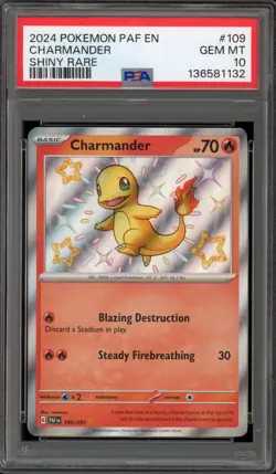 Pokemon Charmander Paldean Fates Shiny Rare #109 PSA 10 Gem Mint - Image 1