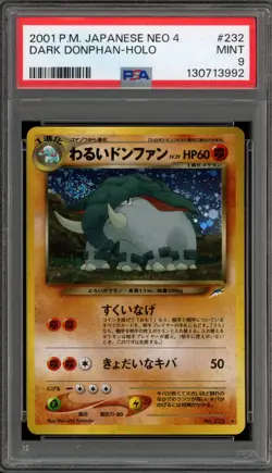Pokemon Dark Donphan Neo 4 Japanese Holo Rare #232 PSA 9 Mint - Image 1