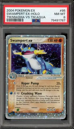 Pokemon Swampert ex EX TM Magma Vs TM Aqua Holo Ultra Rare #95 PSA 8 - Image 1