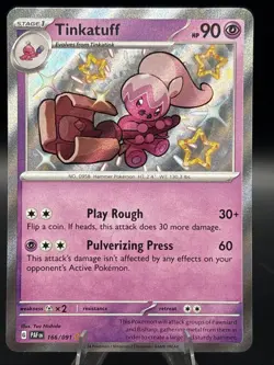 Pokemon TCG - Tinkatuff 166/091 - Paldean Fates - Shiny Holo Rare - Image 1