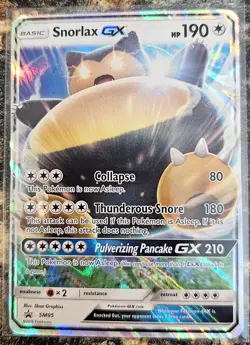 Pokemon 2016 Black Star Promo Snorlax GX SM05 LP - Image 1