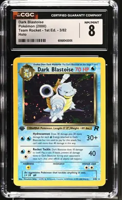 POKEMON CGC 8 Dark Blastoise 3/82 2000 Team Rocket - 1st Edition Rare Holo *3005 - Image 1