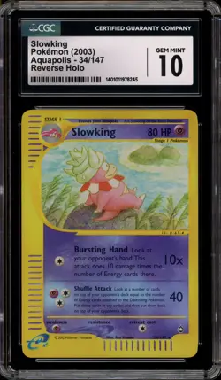 Pokemon Slowking Aquapolis Reverse Holo Rare #34 CGC 10 Gem Mint - Image 1