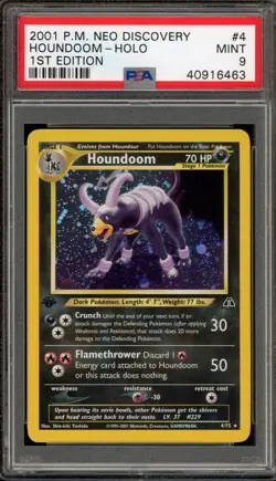Pokemon Houndoom Neo Discovery 1st Edition Holo Rare #4 PSA 9 Mint - Image 1