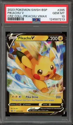Pokemon Pikachu V Crown Zenith Pikachu VMAX Coll. Holo Promo SWSH285 PSA 10 - Image 1