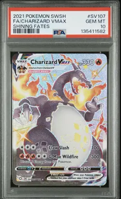 2021 POKEMON SWORD & SHIELD SHINING FATES #SV107 FULL ART/CHARIZARD VMAX PSA 10 - Image 1
